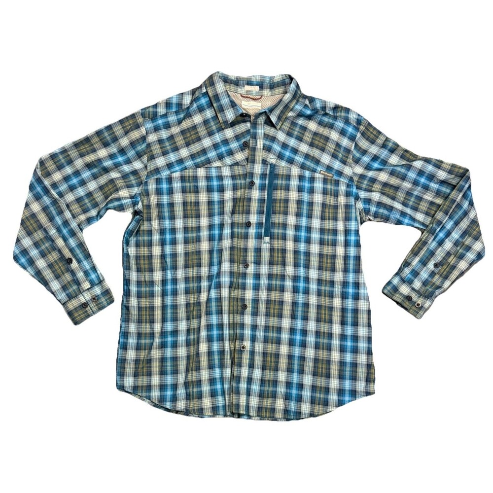 Columbia Sportswear Men's XL Battle Ridge Blue Plaid Long Sleeve Shirt AM0058